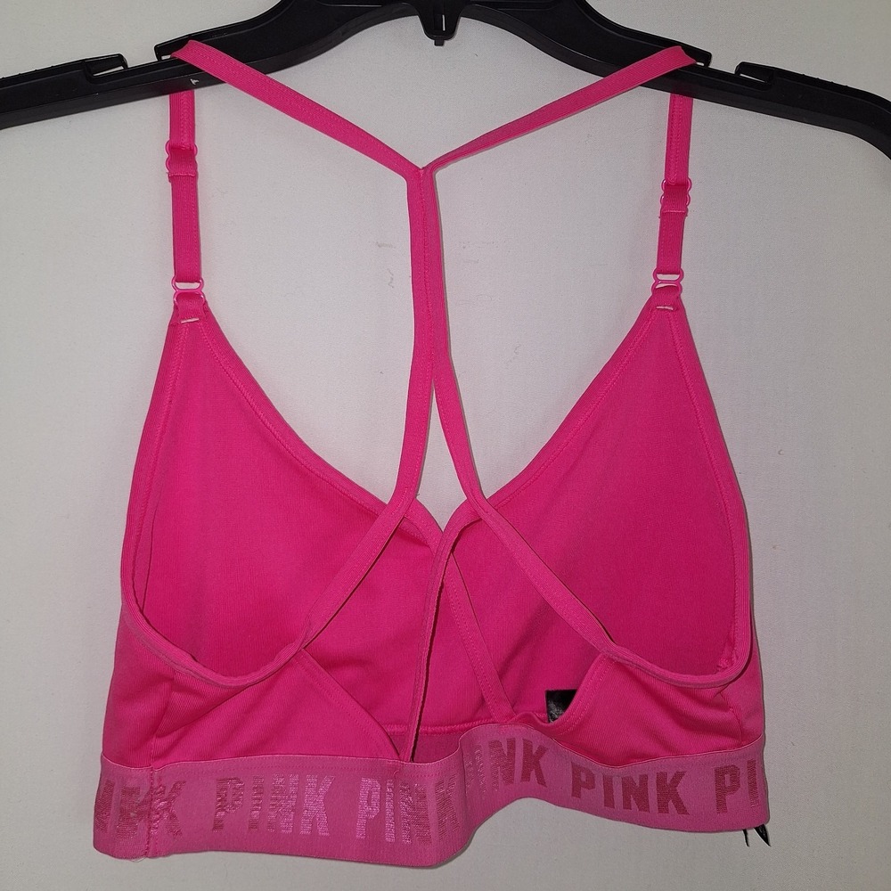 Victoria's Secret PINK Seamless Ribbed Sports Bra Bralette Hot Pink Size M - Picture 4 of 16